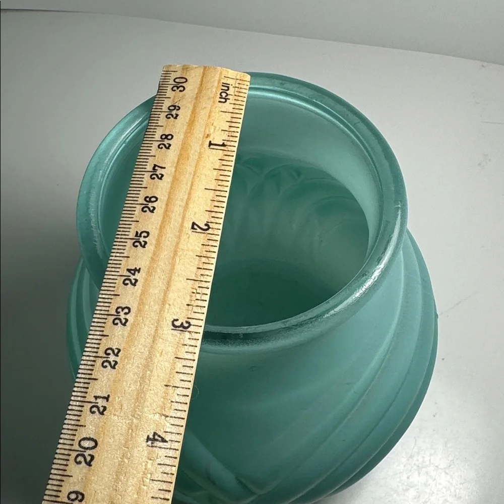 Vintage FTDA frosted glass Elegant Aqua vase collector made in USA!